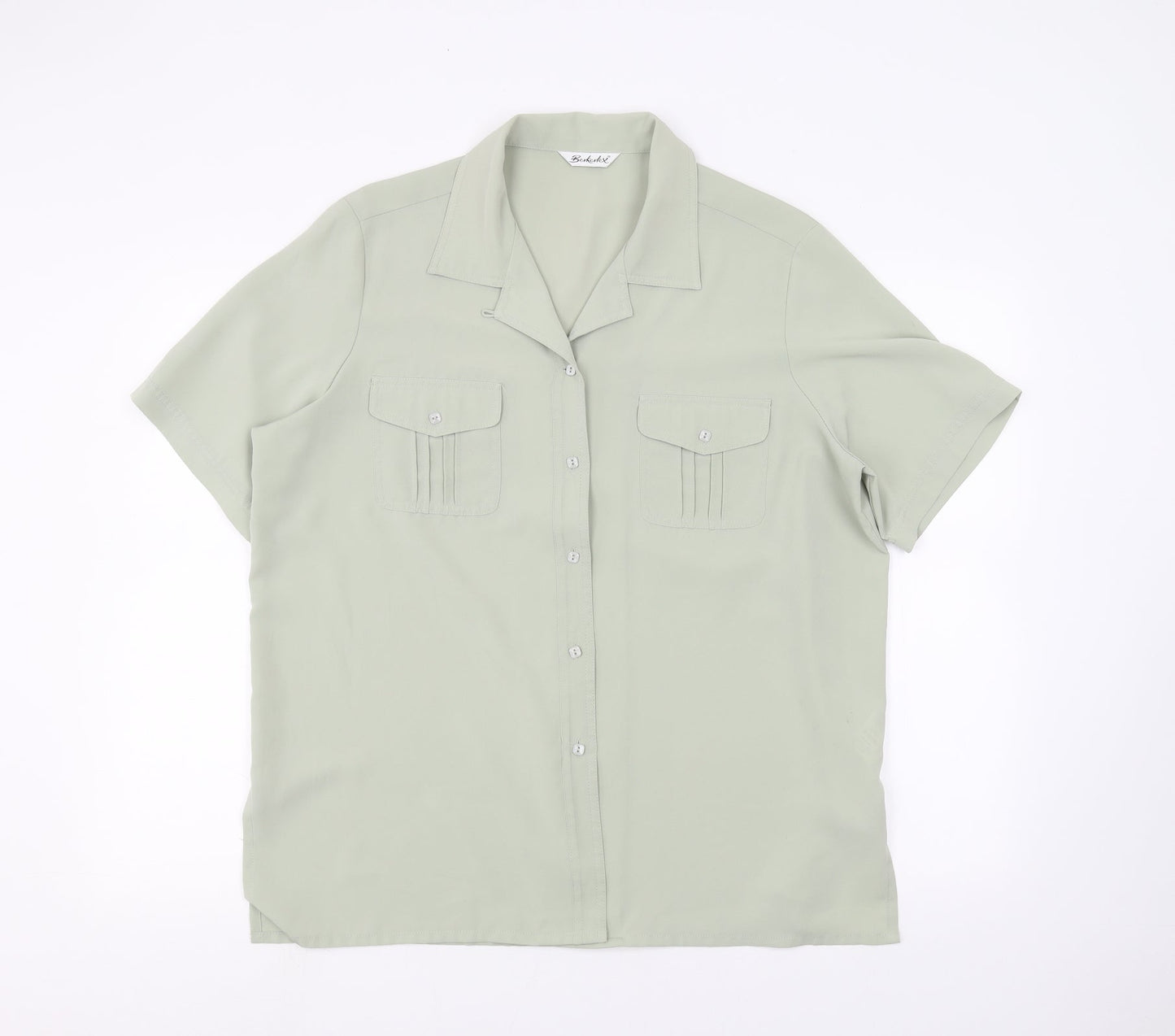Womens UK Size 18 Berkertex Green Basic Button-Up