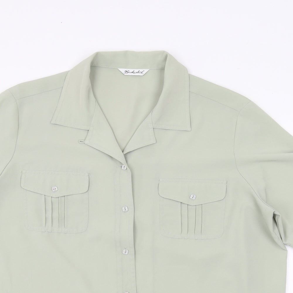 Womens UK Size 18 Berkertex Green Basic Button-Up