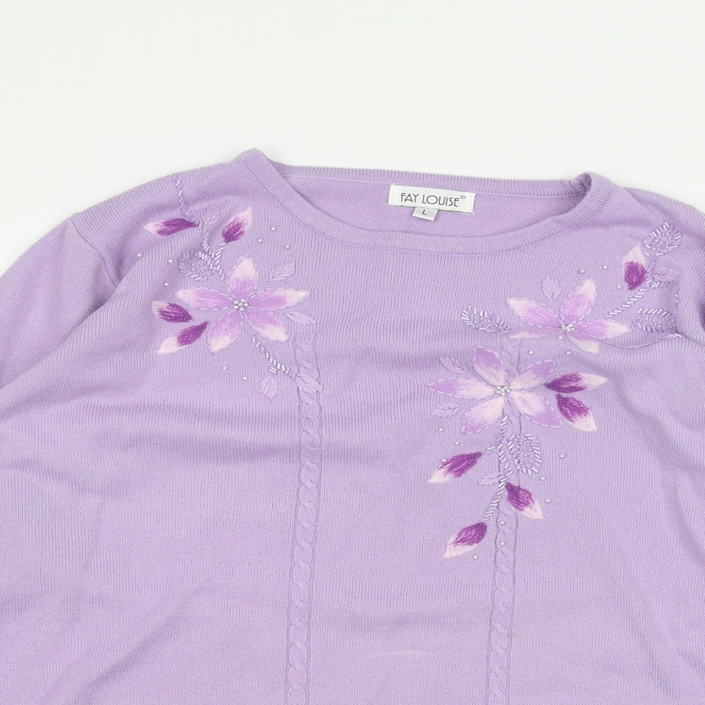 Womens UK Size L Fay Louise Purple Pullover Jumper
