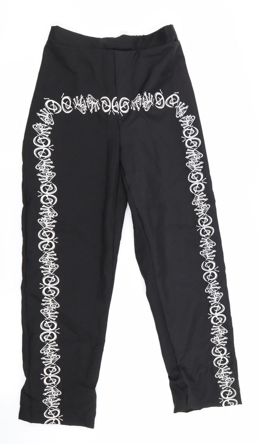 SMITHYS Womens Black Geometric  Bloomer Trousers Size S L27 in