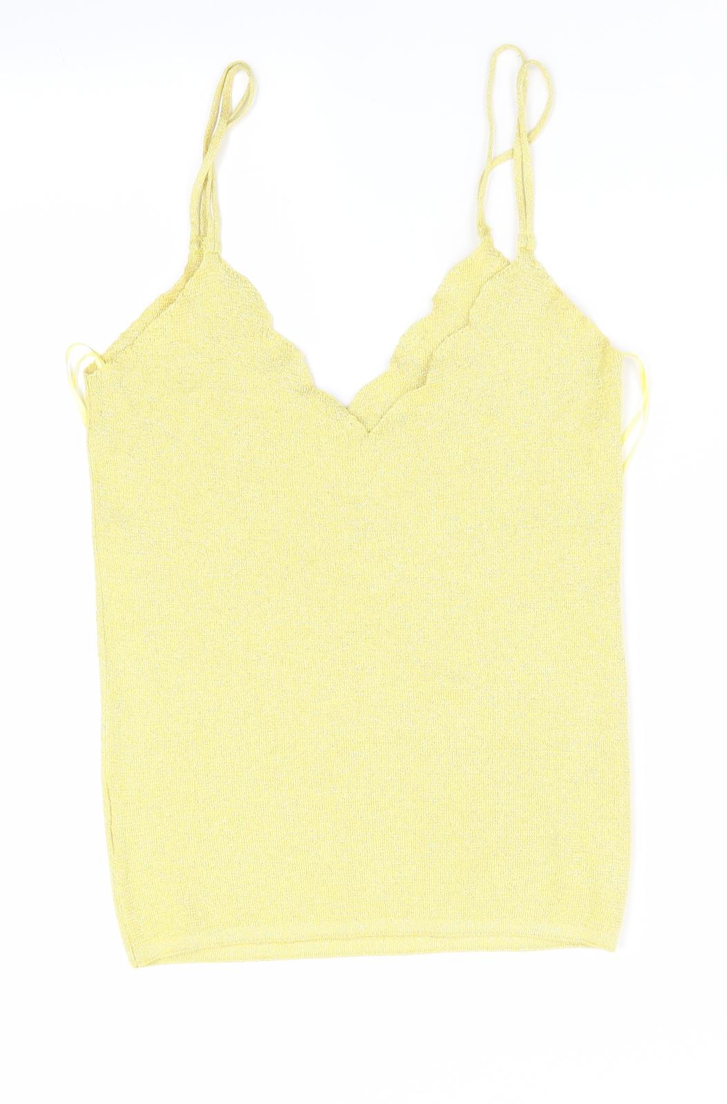 George Womens Yellow   Vest Jumper Size 8  - Sparkle Effect