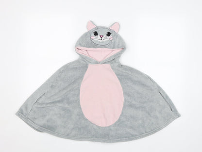 George Girls Grey  Fleece Cape Jumper Size S  - Bunny cape