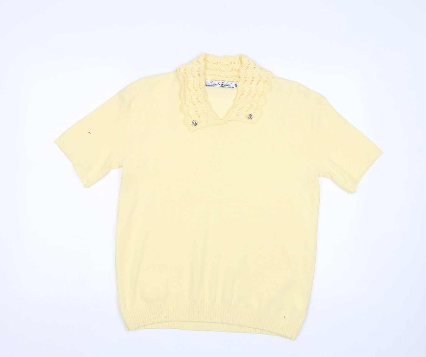 Womens UK Size L Pure & Natural Yellow Pullover Jumper