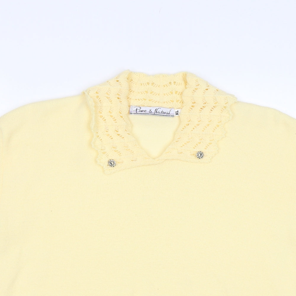 Womens UK Size L Pure & Natural Yellow Pullover Jumper