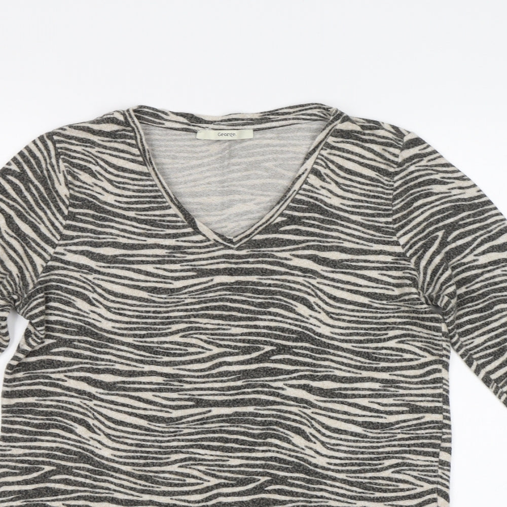 George Womens Grey Animal Print  Pullover Jumper Size 10