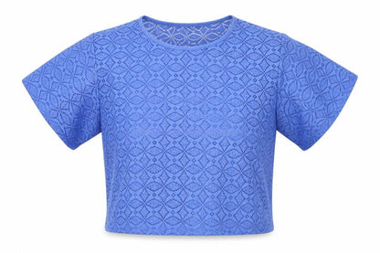 Womens UK Size 8 Primark Blue Cropped Blouse