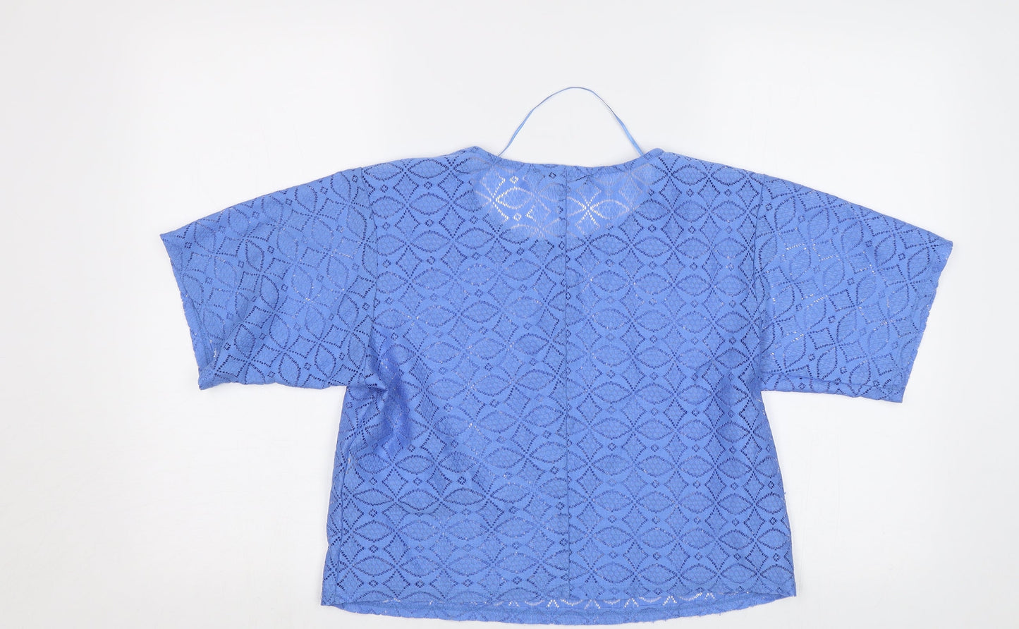 Primark Womens Blue Geometric  Cropped Blouse Size 8