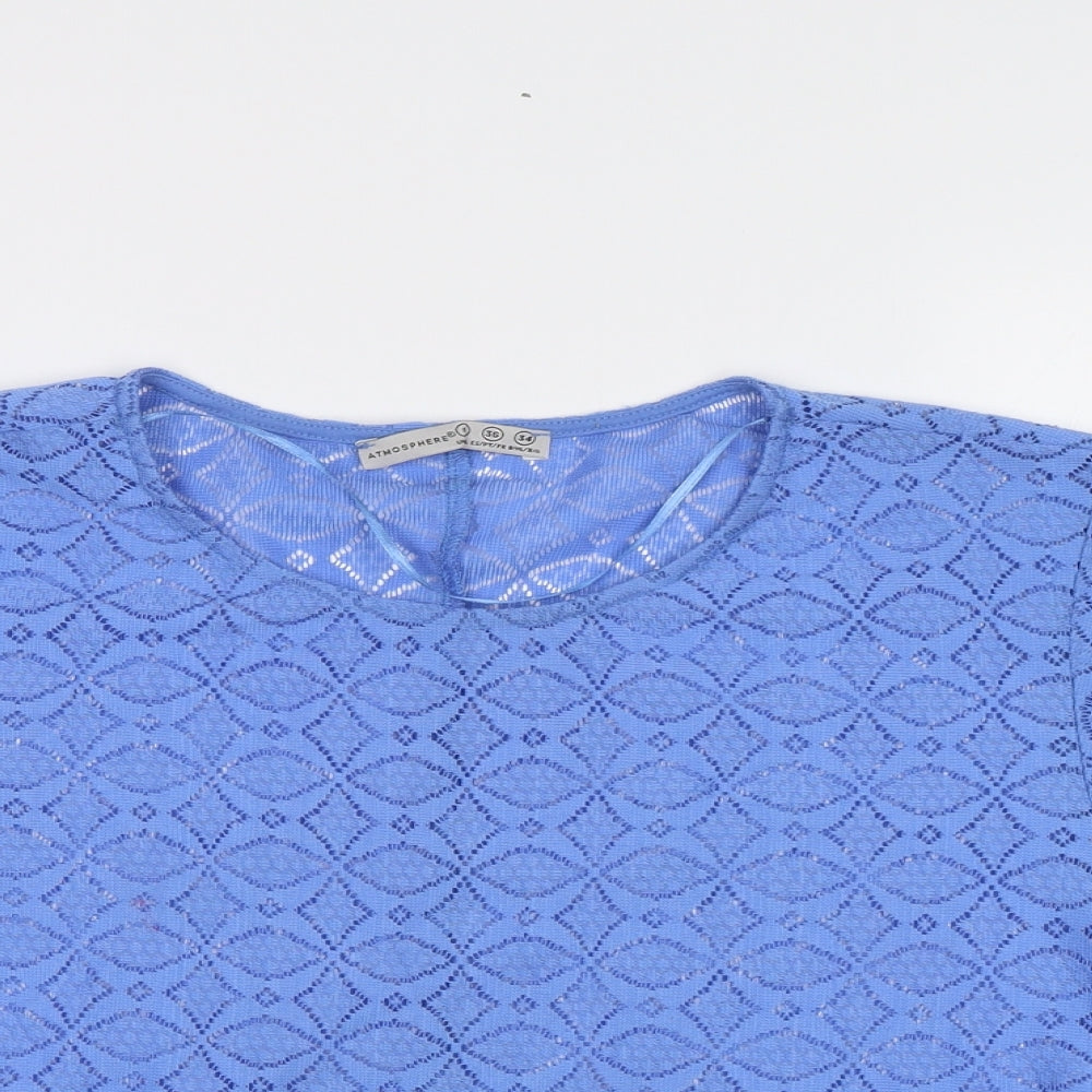 Primark Womens Blue Geometric  Cropped Blouse Size 8