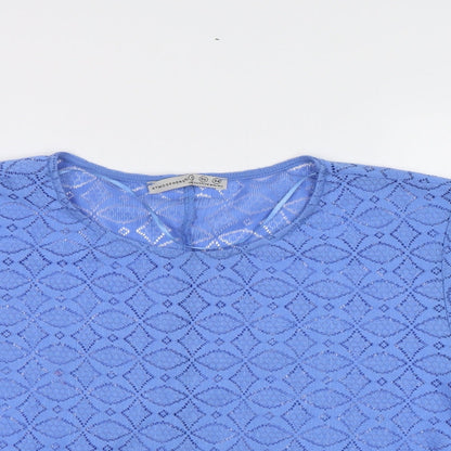 Primark Womens Blue Geometric  Cropped Blouse Size 8