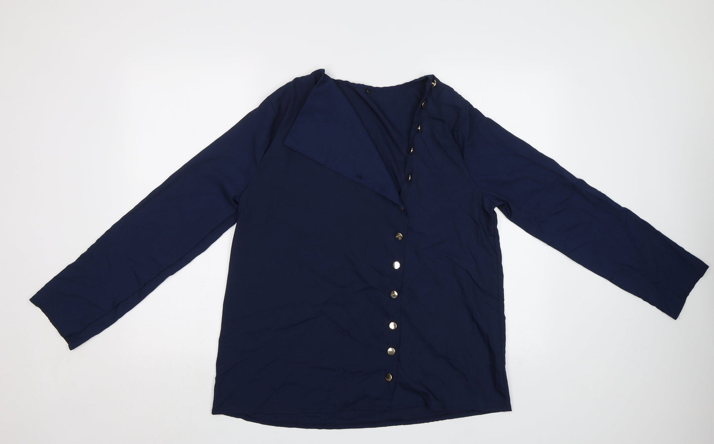 Womens UK Size L Preworn Blue Basic Button-Up
