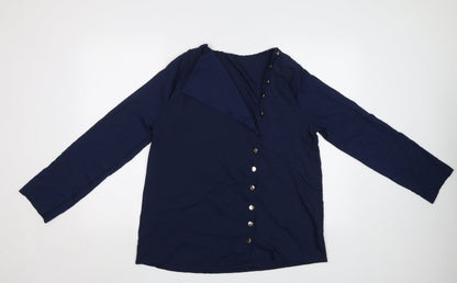 Womens UK Size L Preworn Blue Basic Button-Up