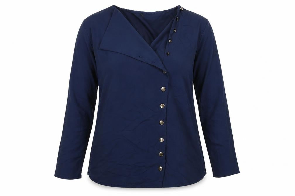 Womens UK Size L Preworn Blue Basic Button-Up