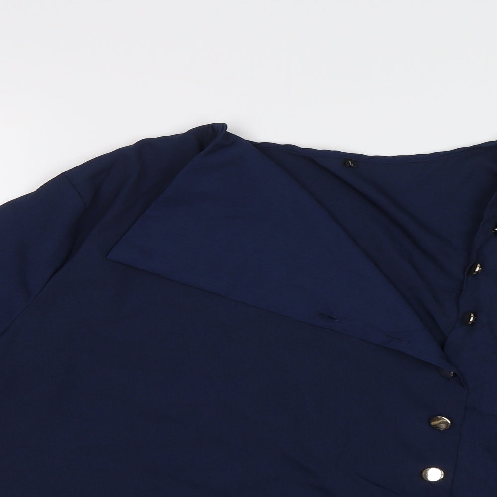 Womens UK Size L Preworn Blue Basic Button-Up
