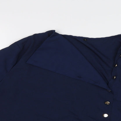 Womens UK Size L Preworn Blue Basic Button-Up