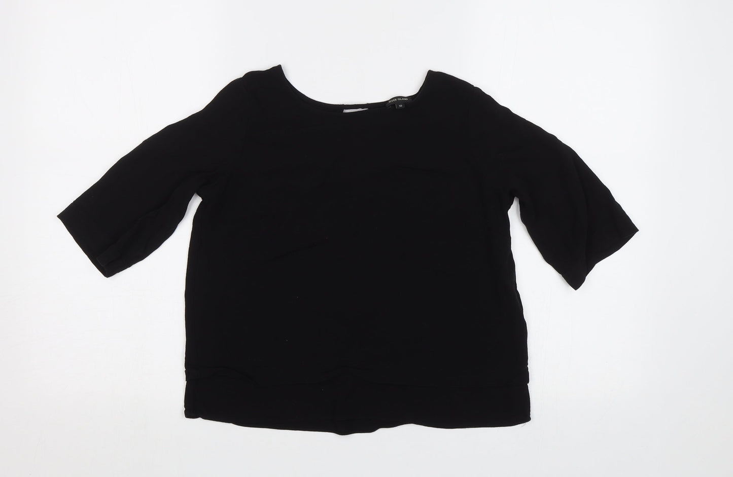 Womens UK Size 10 River Island Black Basic Blouse