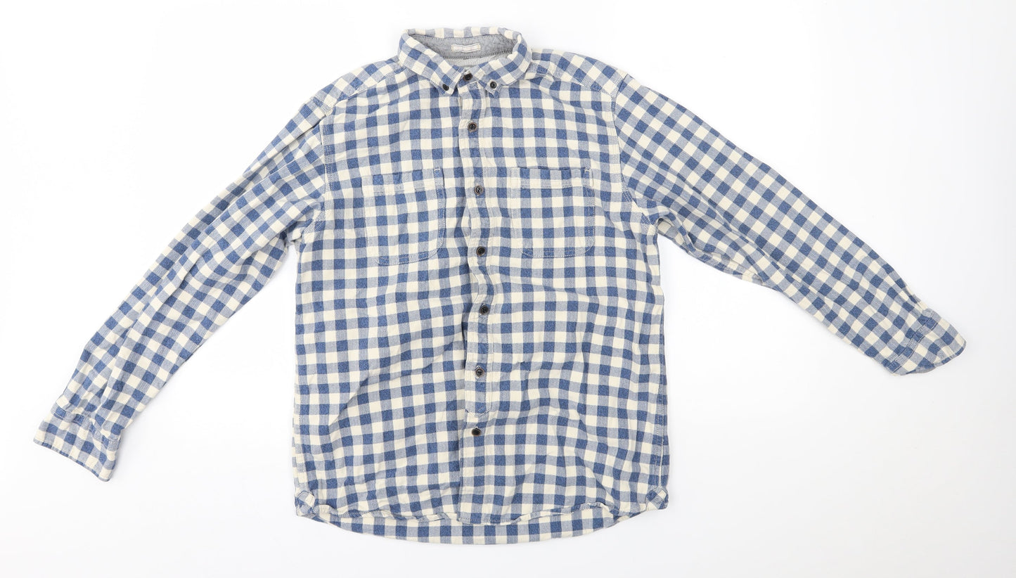 Mens UK Size M boston crew Blue  Button-Up Long Sleeve Casual Shirt