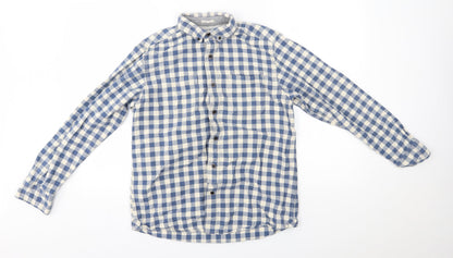 Mens UK Size M boston crew Blue  Button-Up Long Sleeve Casual Shirt