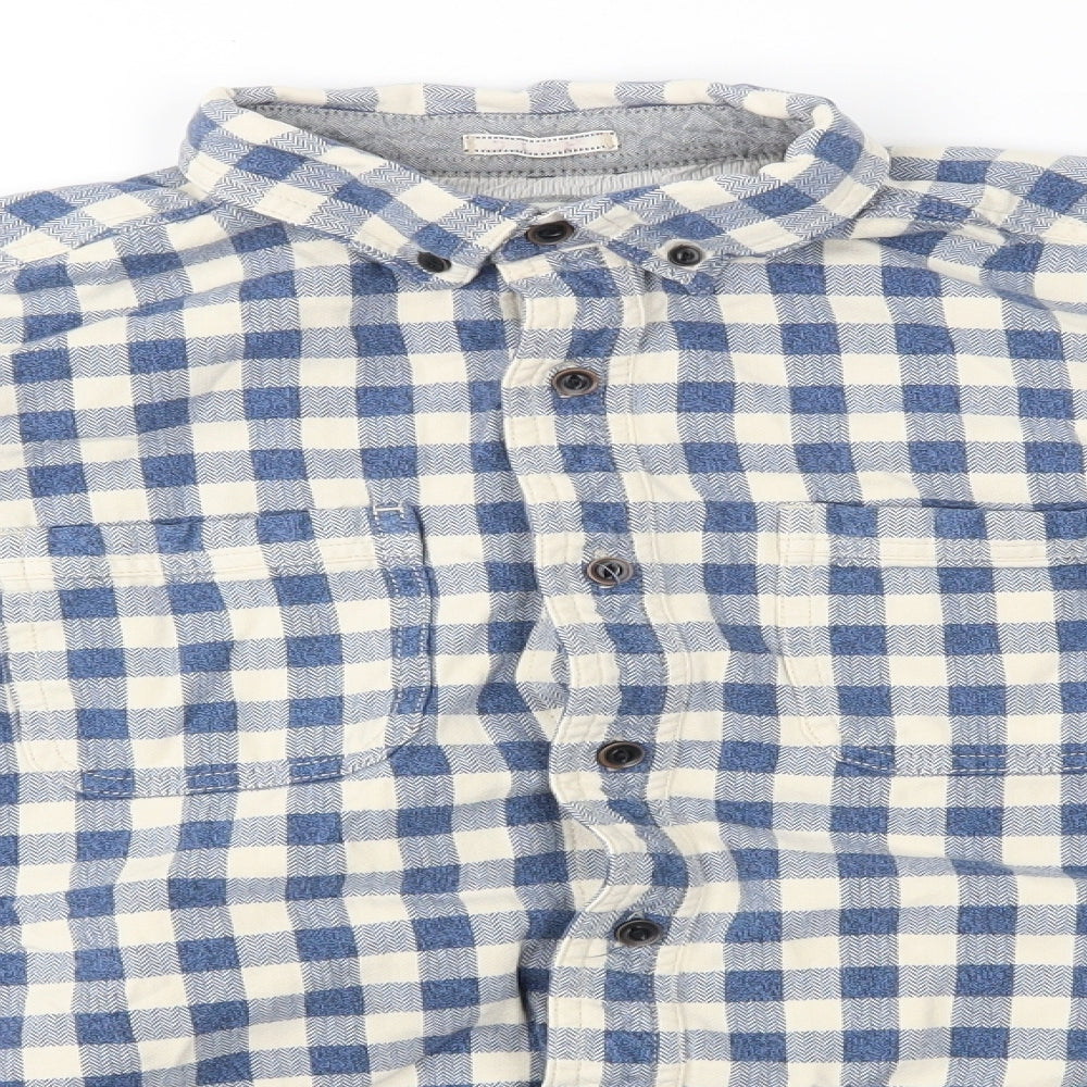 Mens UK Size M boston crew Blue  Button-Up Long Sleeve Casual Shirt