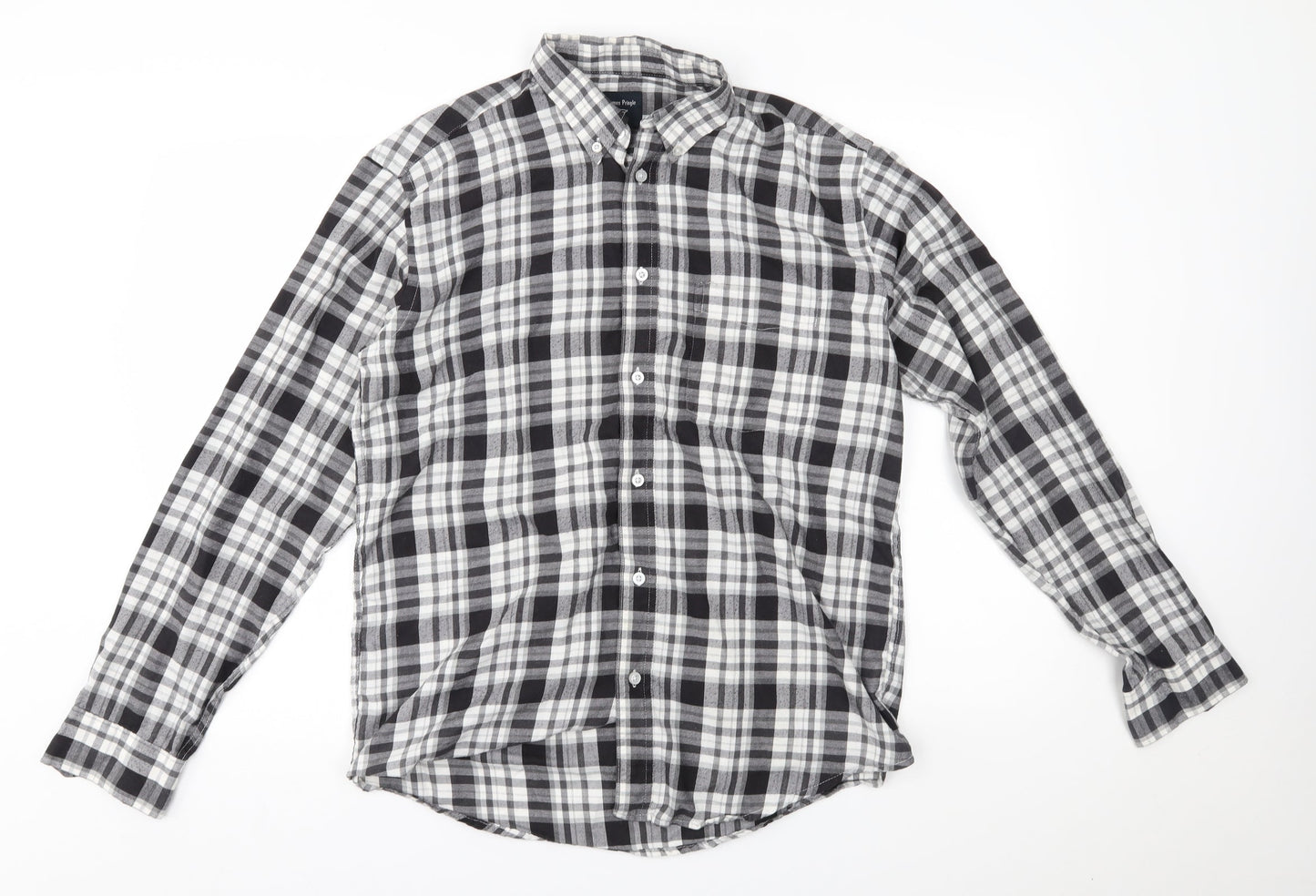 Mens UK Size M EWM Black  Button-Up Long Sleeve Casual Shirt