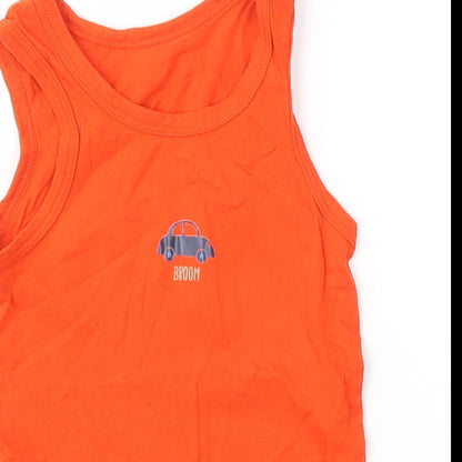 F&F Boys Orange   Basic Tank Size 3-4 Years  - Broom Car