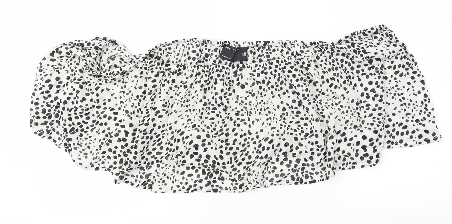 Asos Design Womens Multicoloured   Cropped Blouse Size 16  - Cut Out Shoulder