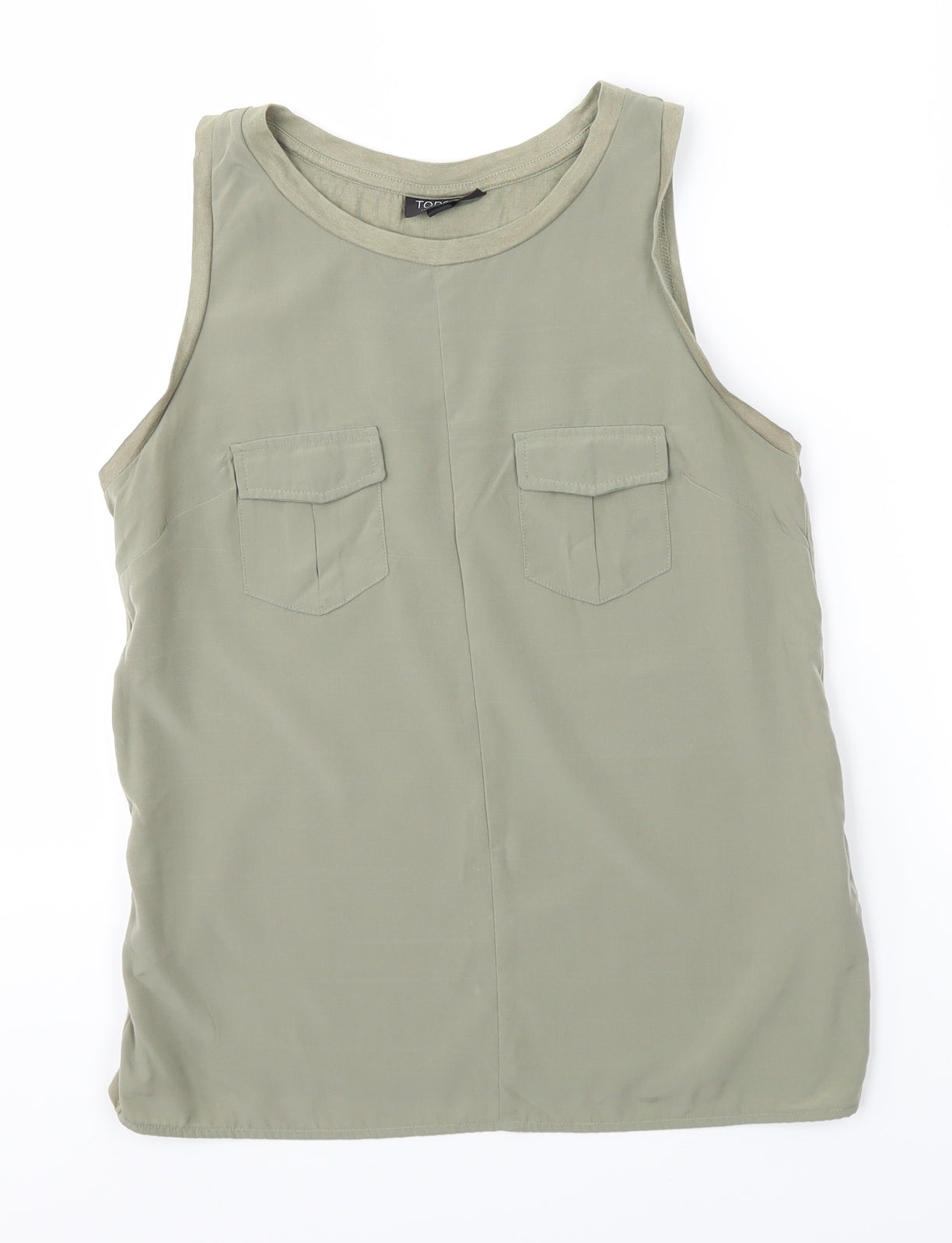 Womens UK Size 4 Topshop Green Basic Tank