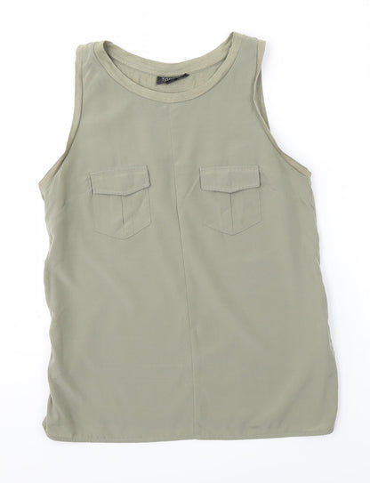 Womens UK Size 4 Topshop Green Basic Tank
