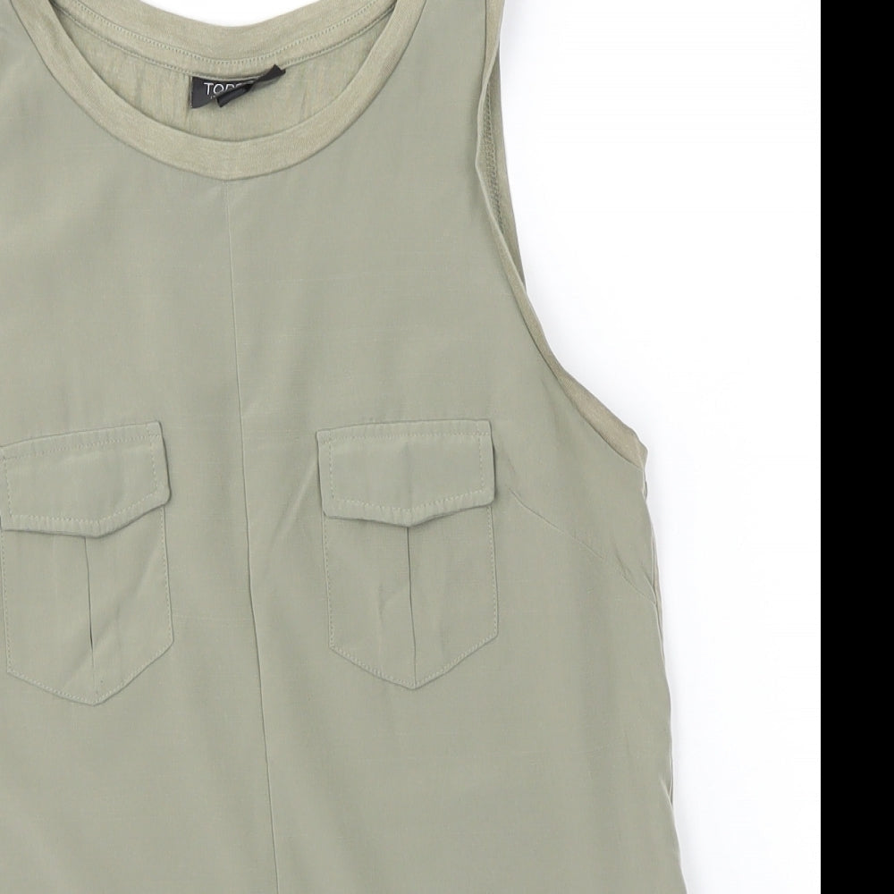 Womens UK Size 4 Topshop Green Basic Tank