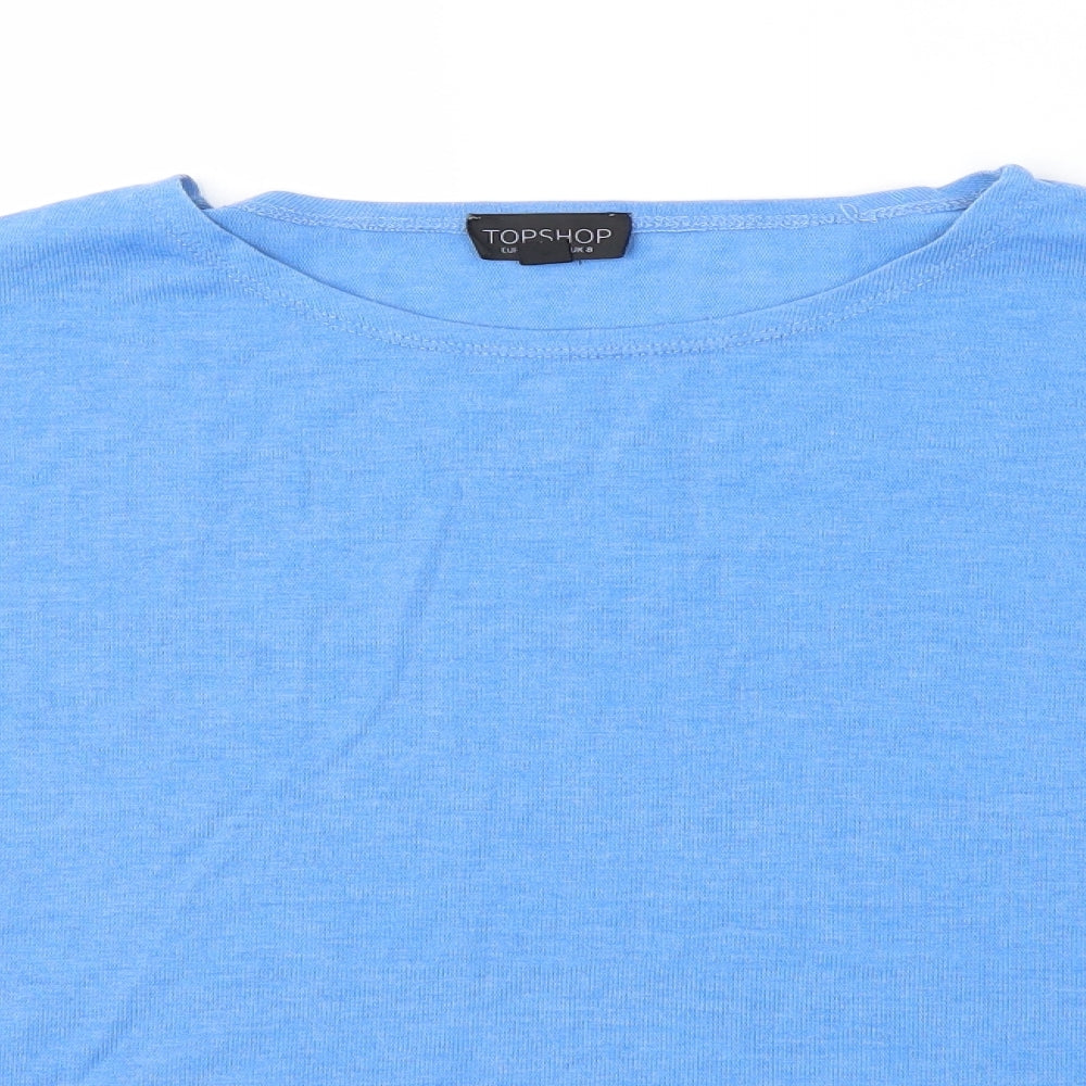 Womens UK Size 8 Topshop Blue Basic T-Shirt