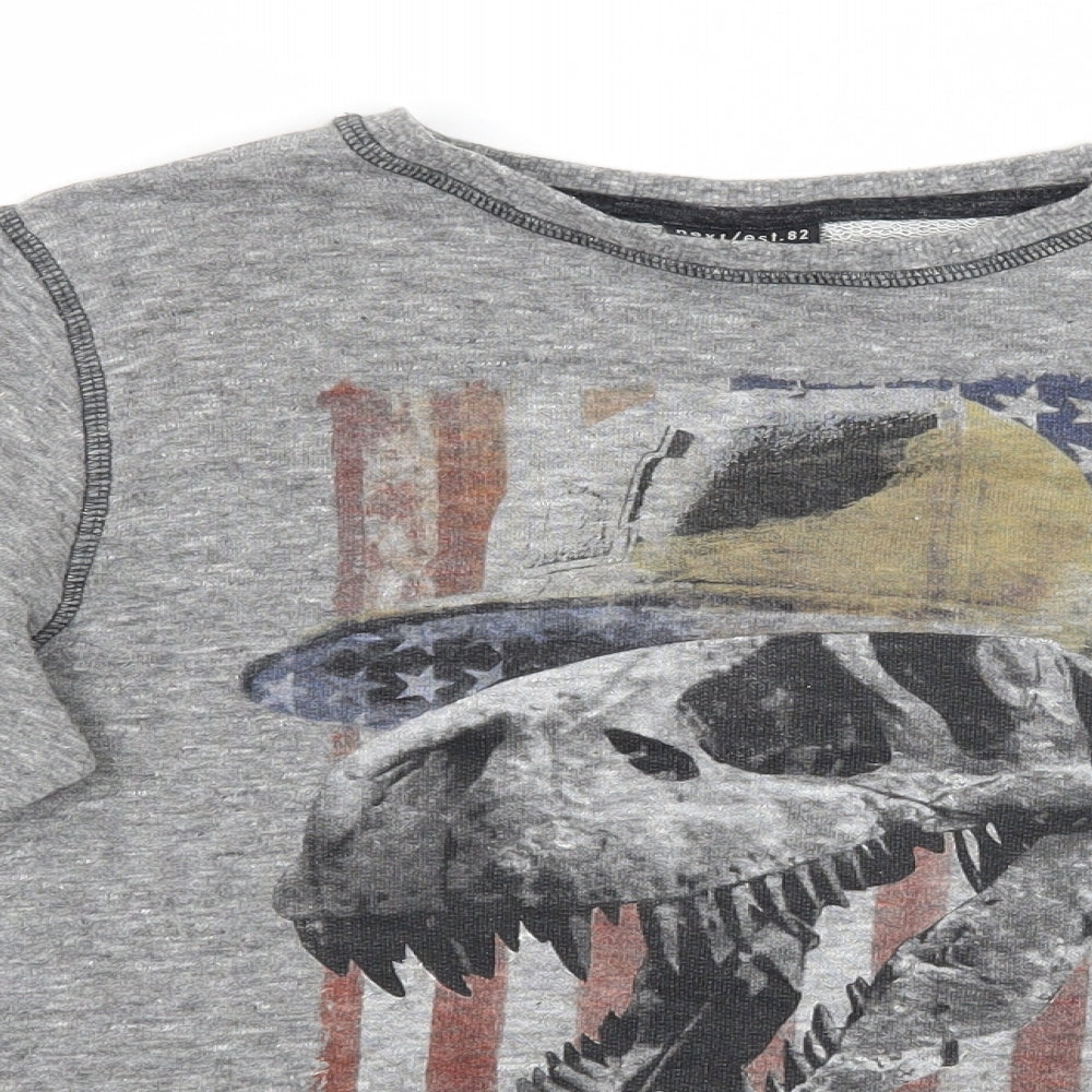 NEXT Boys Grey   Pullover Sweatshirt Size 9 Years  - Skull Dinosaur