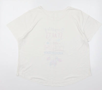Matalan Womens White Solid  Top Pyjama Top Size M  - Everything Starts with a Dream