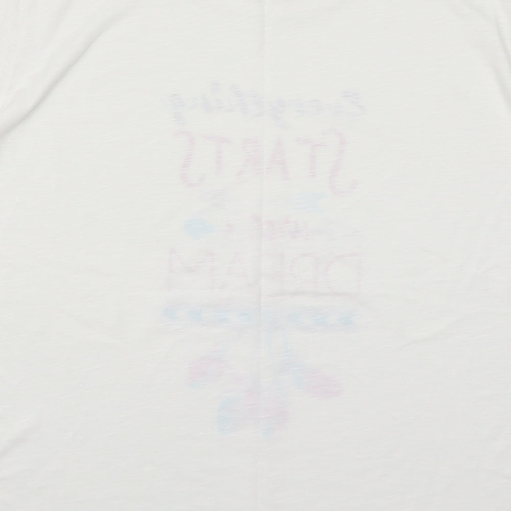 Matalan Womens White Solid  Top Pyjama Top Size M  - Everything Starts with a Dream