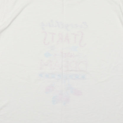 Matalan Womens White Solid  Top Pyjama Top Size M  - Everything Starts with a Dream
