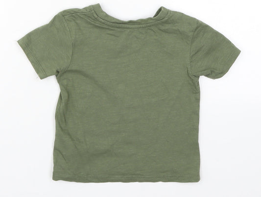 Primark Boys Green   Basic T-Shirt Size 2-3 Years  - Just Another Day in the Jungle