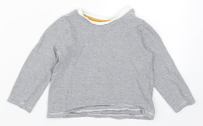 Fred & Flo Boys Blue Striped  Basic T-Shirt Size 12-18 Months