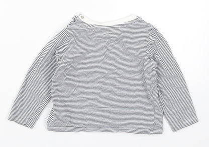 Fred & Flo Boys Blue Striped  Basic T-Shirt Size 12-18 Months