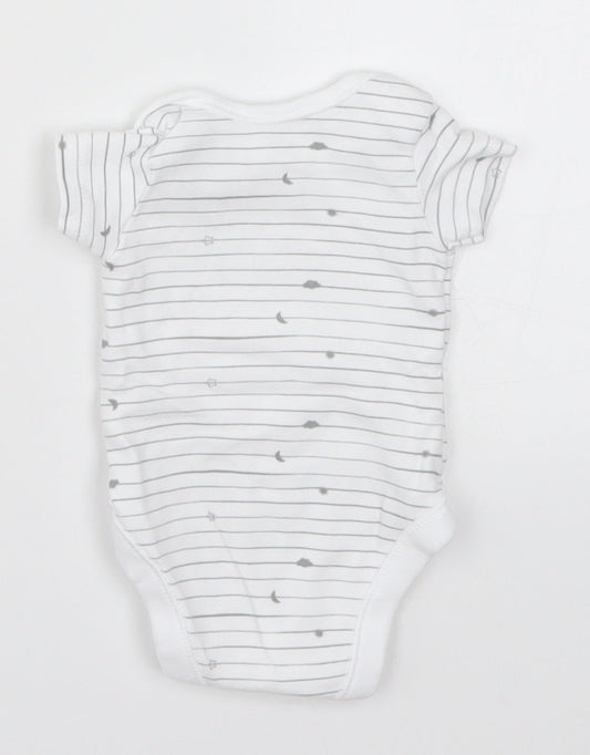 Nutmeg Baby White Striped  Babygrow One-Piece Size Newborn  - Stars Moon Clouds