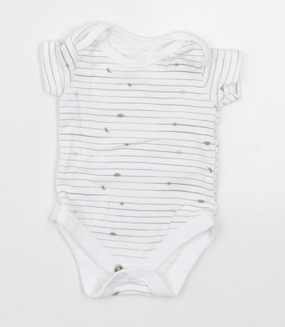 Nutmeg Baby White Striped  Babygrow One-Piece Size Newborn  - Stars Moon Clouds