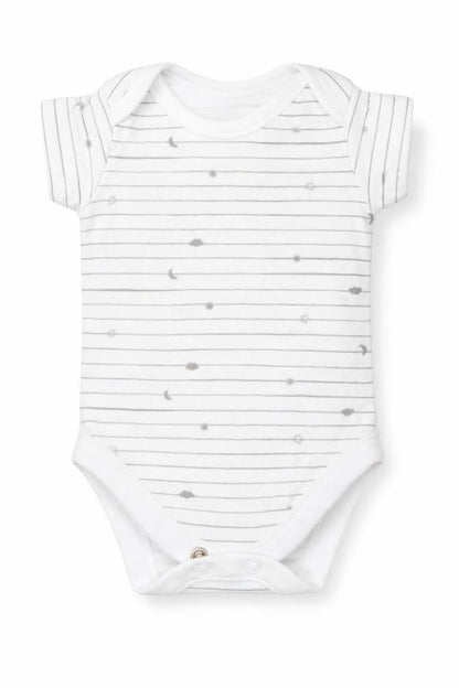 Nutmeg Baby White Striped  Babygrow One-Piece Size Newborn  - Stars Moon Clouds