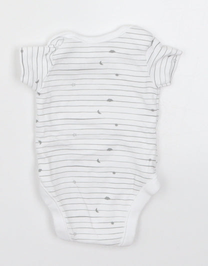 Nutmeg Baby White Striped  Babygrow One-Piece Size Newborn  - Stars Moon Clouds