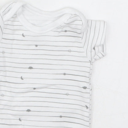 Nutmeg Baby White Striped  Babygrow One-Piece Size Newborn  - Stars Moon Clouds