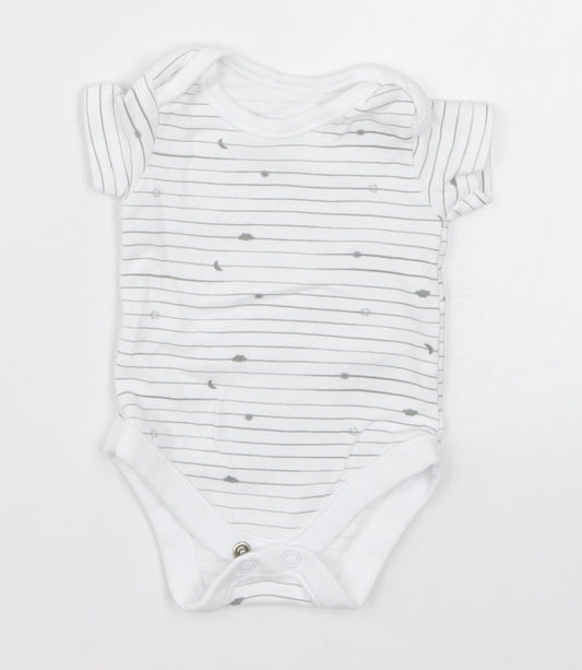 Nutmeg Baby White Striped  Babygrow One-Piece Size Newborn  - Stars Moon Clouds