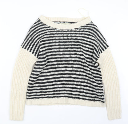 Crafted Womens Black  Knit Pullover Jumper Size 8