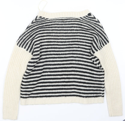 Crafted Womens Black  Knit Pullover Jumper Size 8