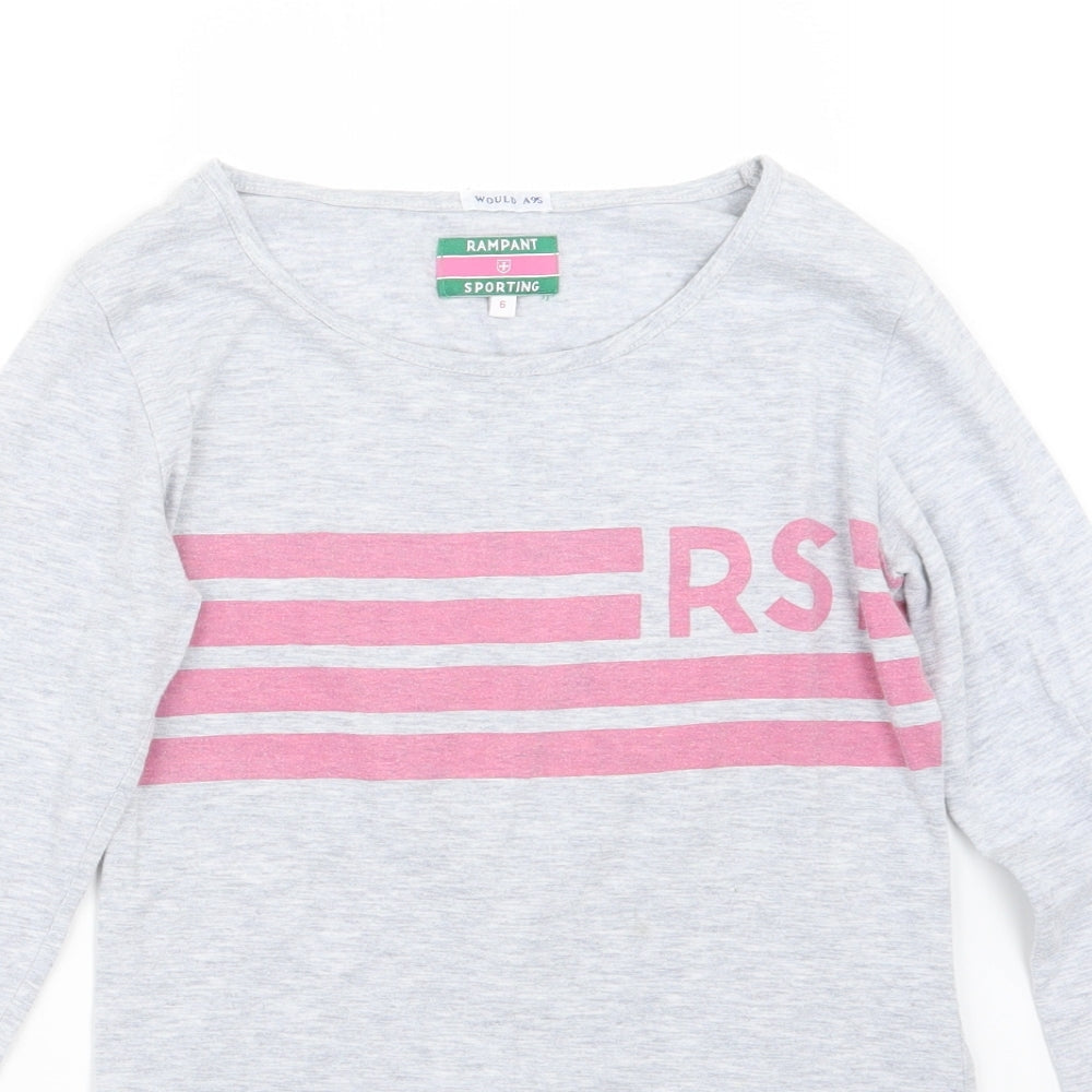 Rampant Sporting Womens Grey   Basic T-Shirt Size 6