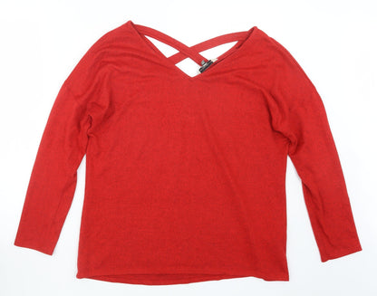 F&F Womens Red  Knit Pullover Jumper Size 14