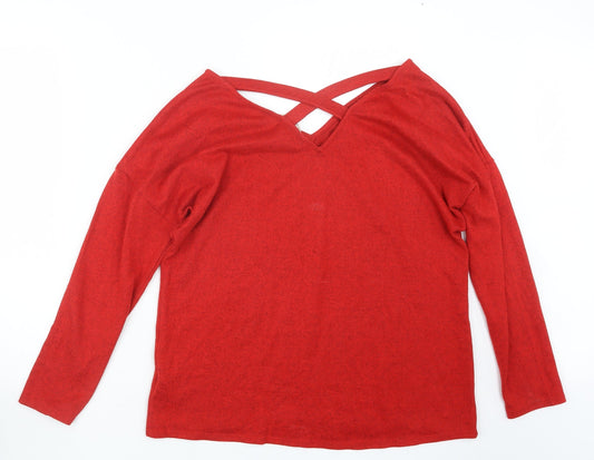 F&F Womens Red  Knit Pullover Jumper Size 14