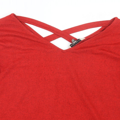 F&F Womens Red  Knit Pullover Jumper Size 14