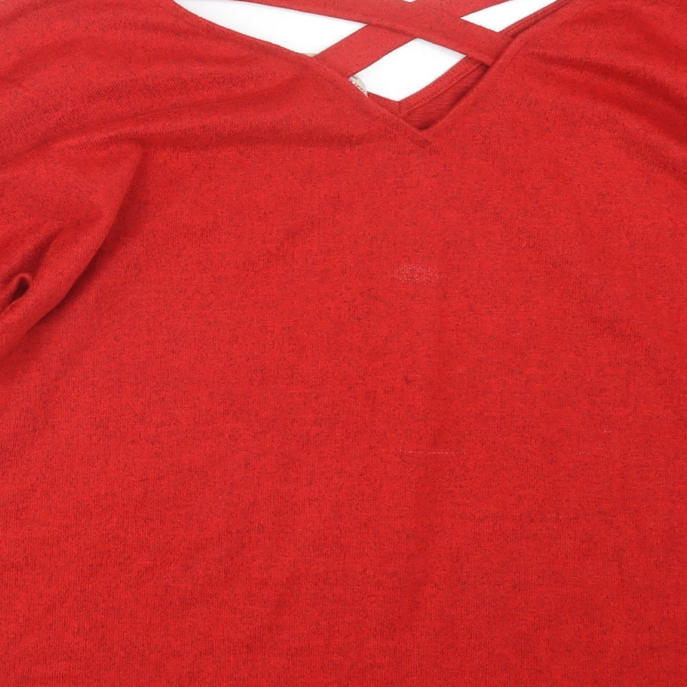 F&F Womens Red  Knit Pullover Jumper Size 14