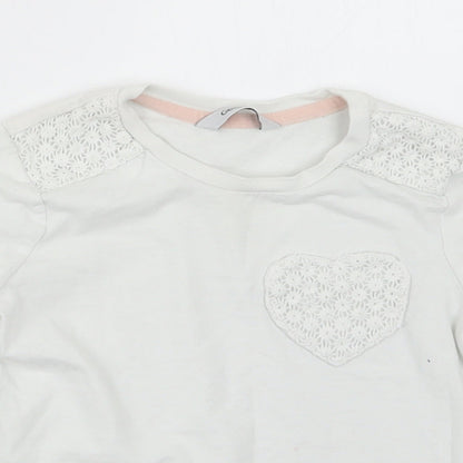 George Girls White   Basic T-Shirt Size 3-4 Years